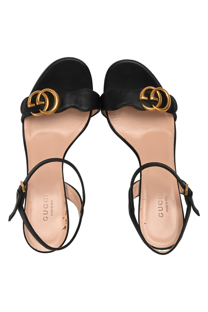 Gucci Size 37 GG Marmont Ankle Wrap Sandals