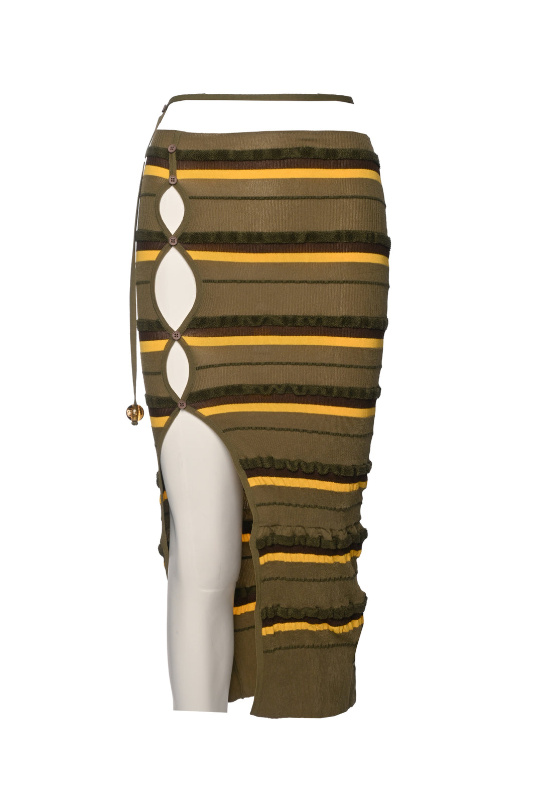 Jacquemus Size 34 'La Maille Concha' Striped Asymmetic Top & Skirt Set