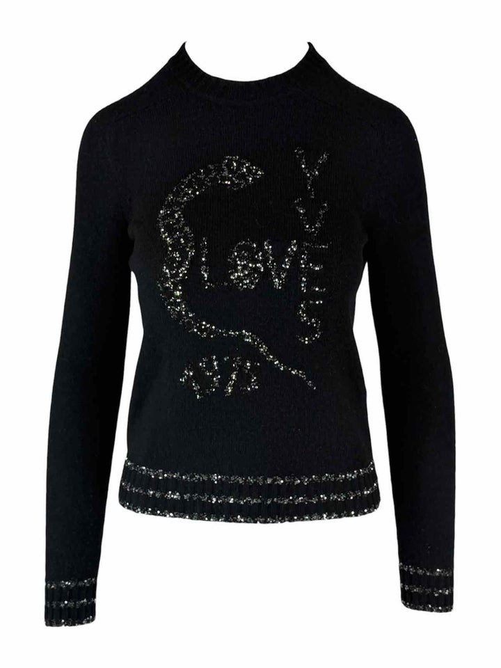 Saint Laurent Size S 2019 Loves Yves Sequin Embellished Sweater