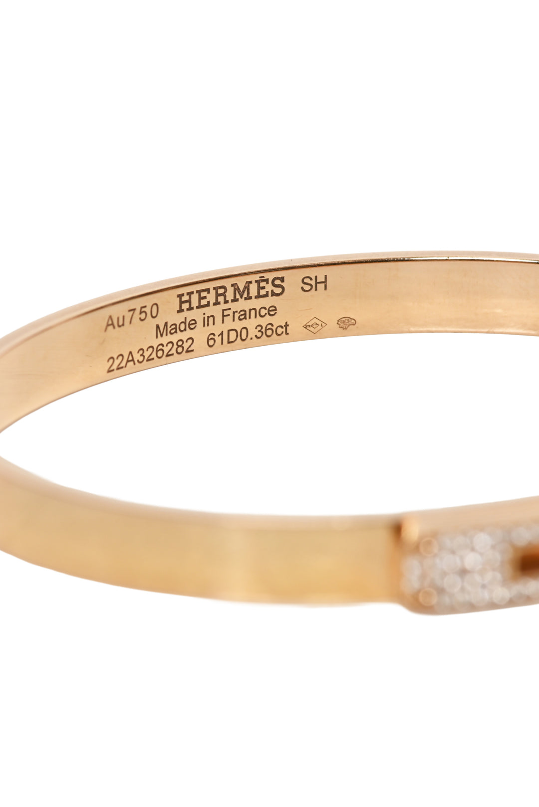 Hermes Size SH 2023 18K Rose Gold Kelly Diamond Bracelet