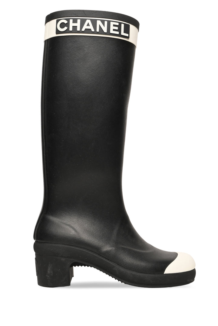 Chanel Size 36 Logo Rubber Rain Boots