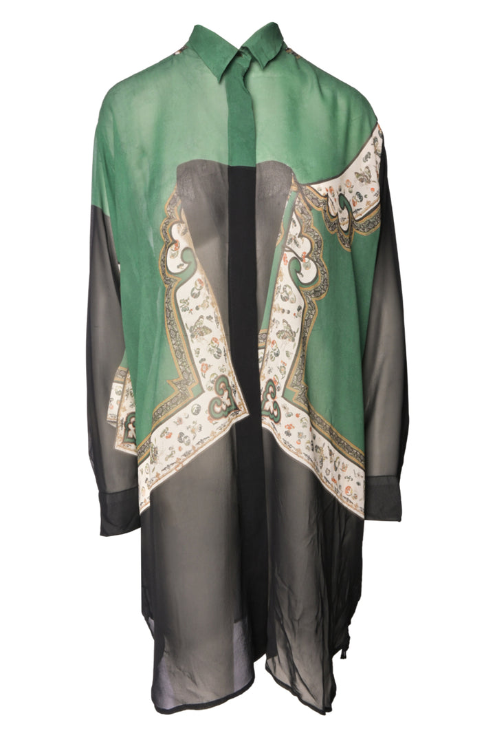 Dries Van Noten Size M Oversized Sheer Printed Silk Blouse