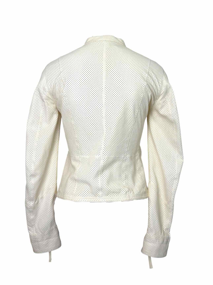 Roberto Cavalli Size 42 Perforated Leather Jacket
