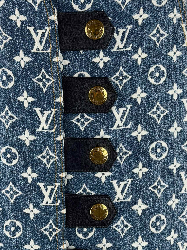 Louis Vuitton Size 36 Monogram Jacquard Denim A-Line Mini Skirt