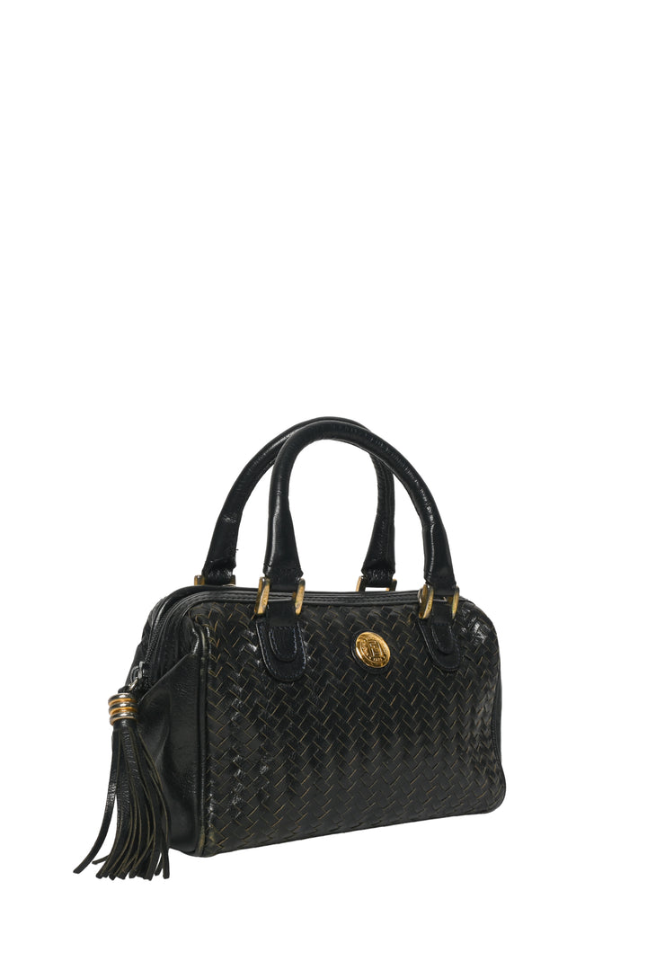 Fendi Vintage Woven Leather Mini Boston Bag
