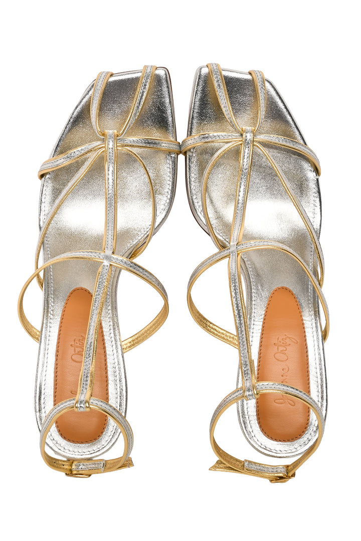Johanna Ortiz Size 39 Veracruz Metallic Leather Sandals