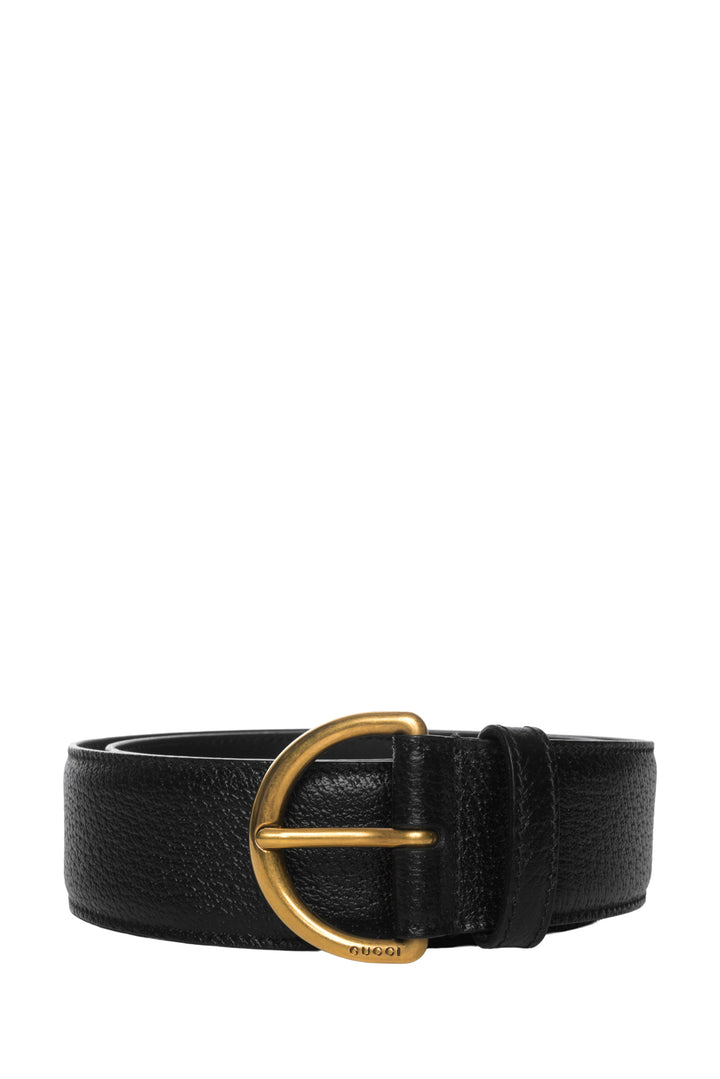 Gucci Size 32 Grained Leather Logo Buckle Belt