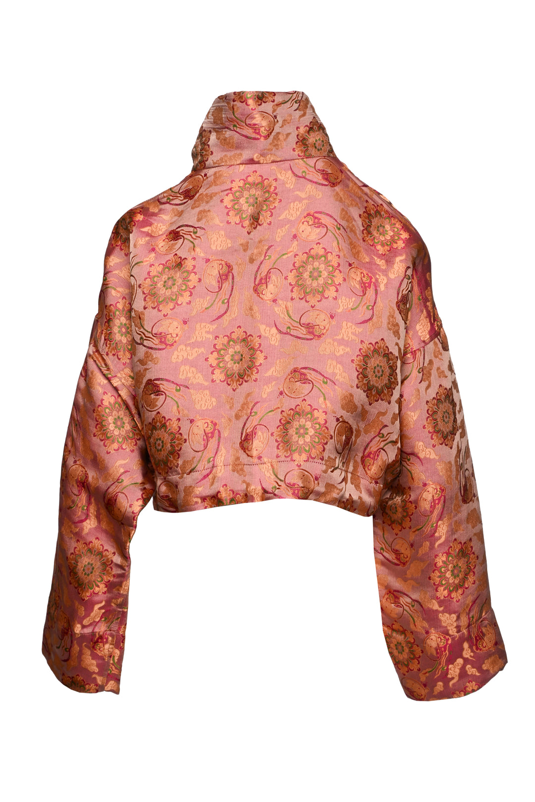 Da Luna Size L Pink Mulberry Silk Cropped Jacket