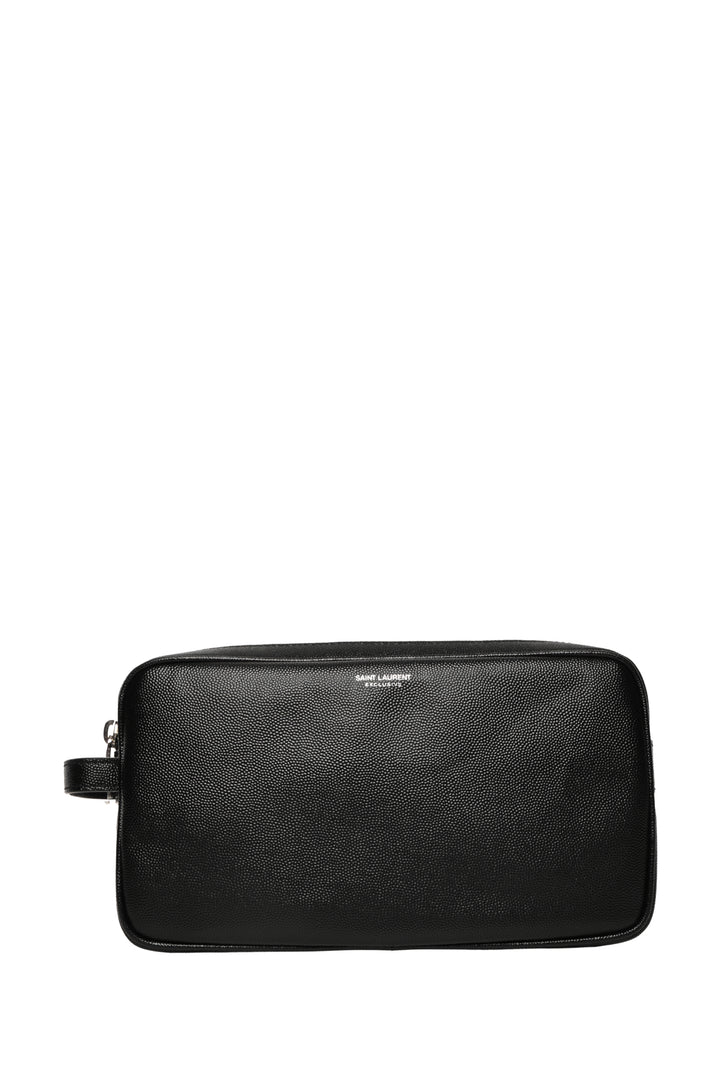 Saint Laurent Double Zip Leather Toiletry Case