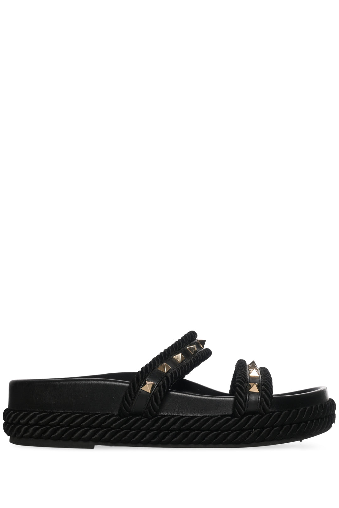 Valentino Size 37 Rockstud Leather Slide Sandals