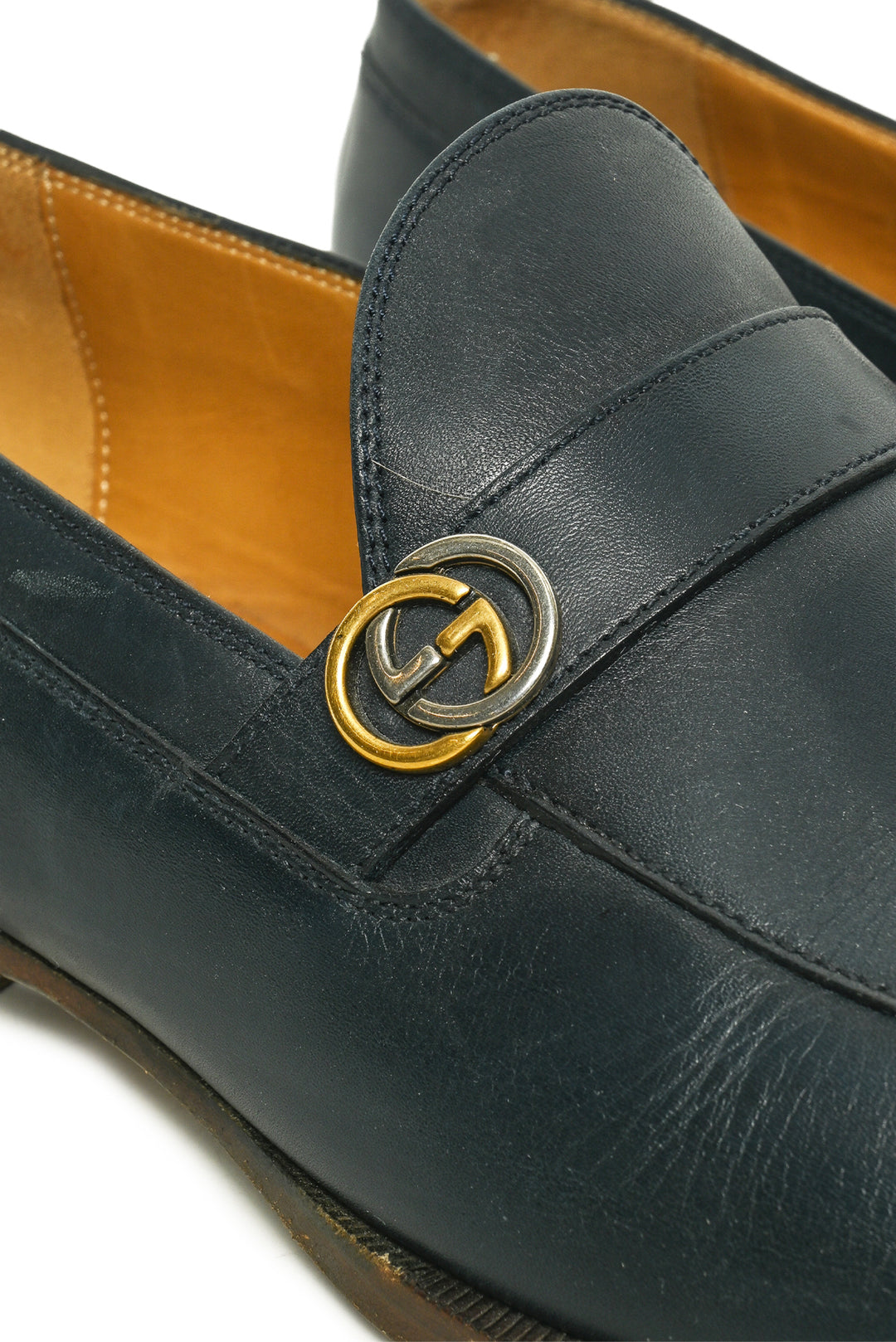 Mens Shoe Size 9.5 Gucci Men's Two-Tone Interlocking G Leather Loafers