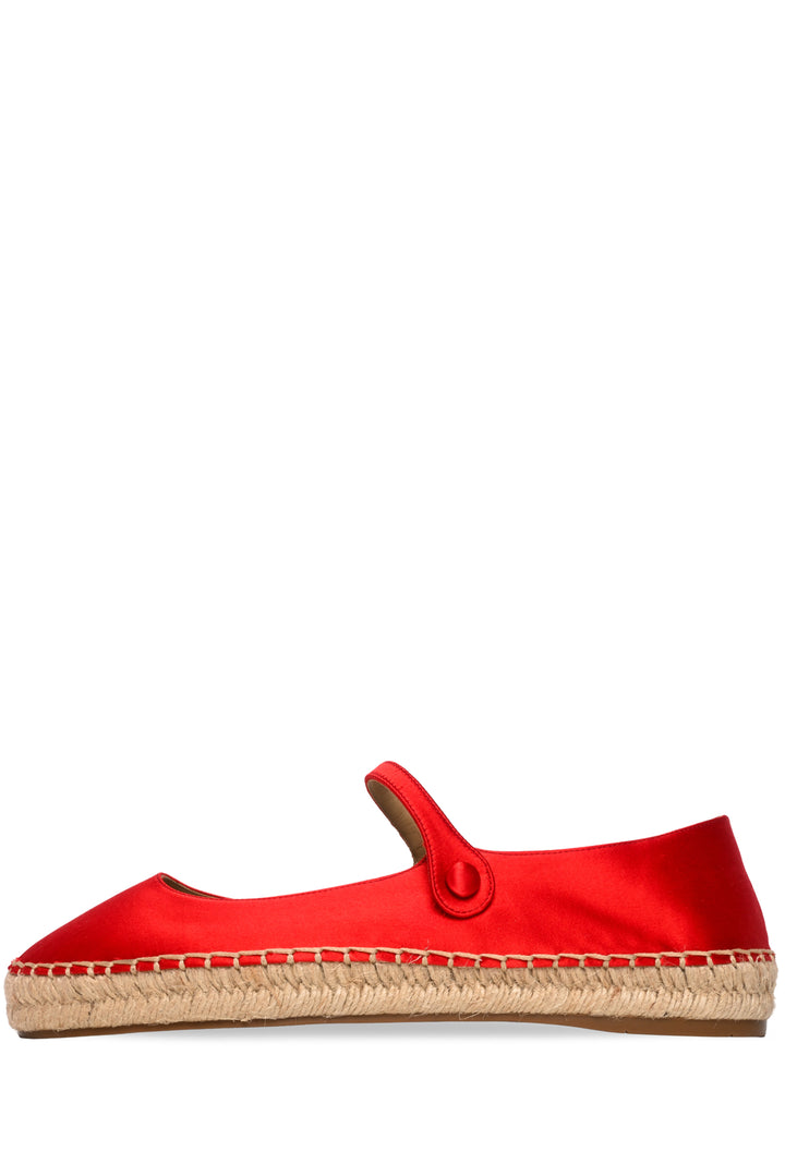 Prada Size 40 Satin Mary Jane Espadrille Flats