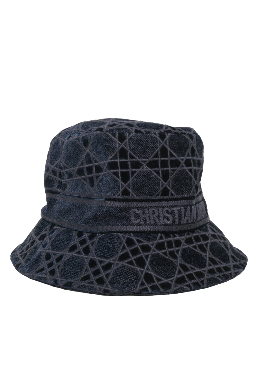 Christian Dior Size 58 Velvet Cannage Bucket Hat