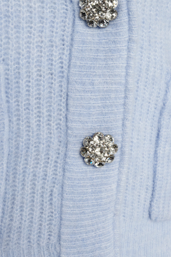 Ganni Size XS Alpaca & Wool Blend Soft Knit Crystal Button Cardigan