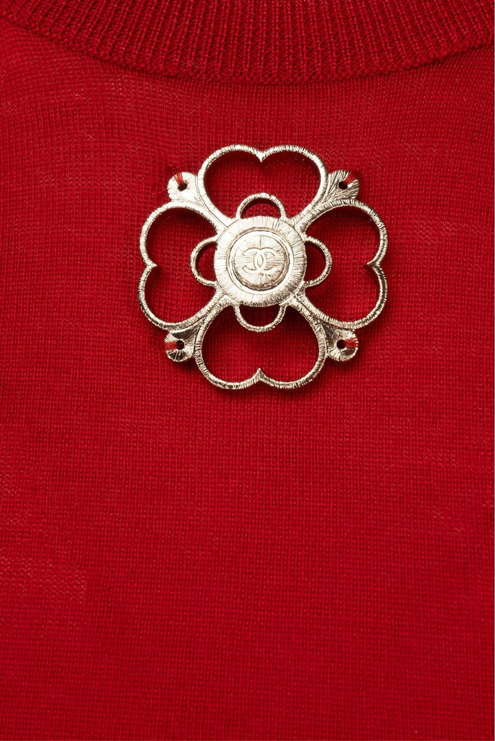 Chanel Size 4 Cashmere Camellia Long Sleeve Tops