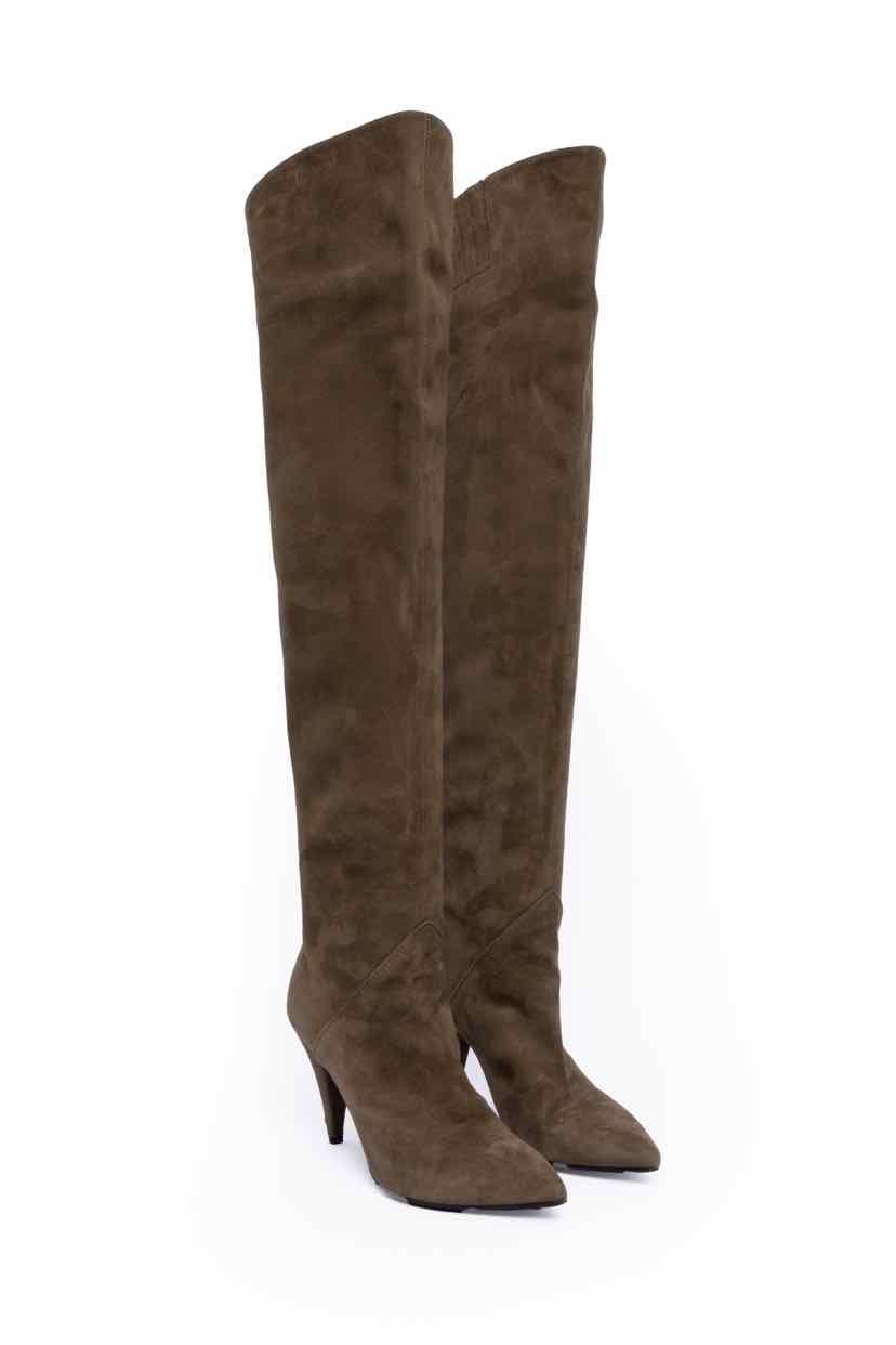 Yves Saint Laurent Size 37 Suede Over-The-Knee Boots