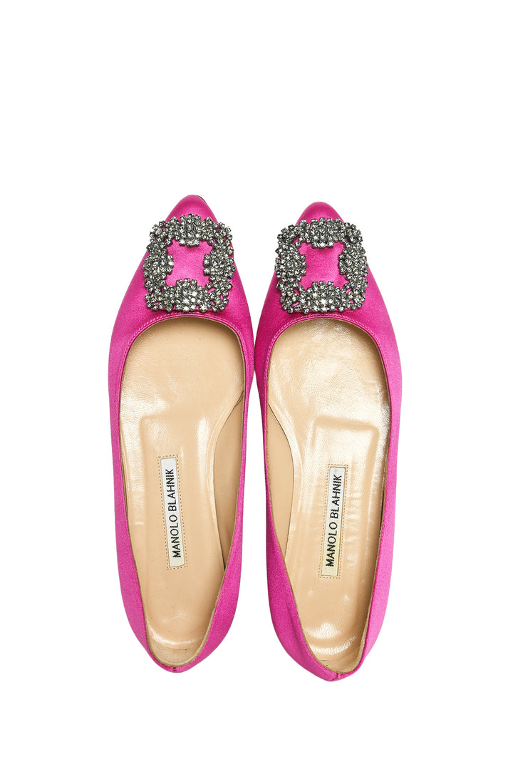 Manolo Blahnik Size 36 Hangisi Satin Jewel Buckle Flats