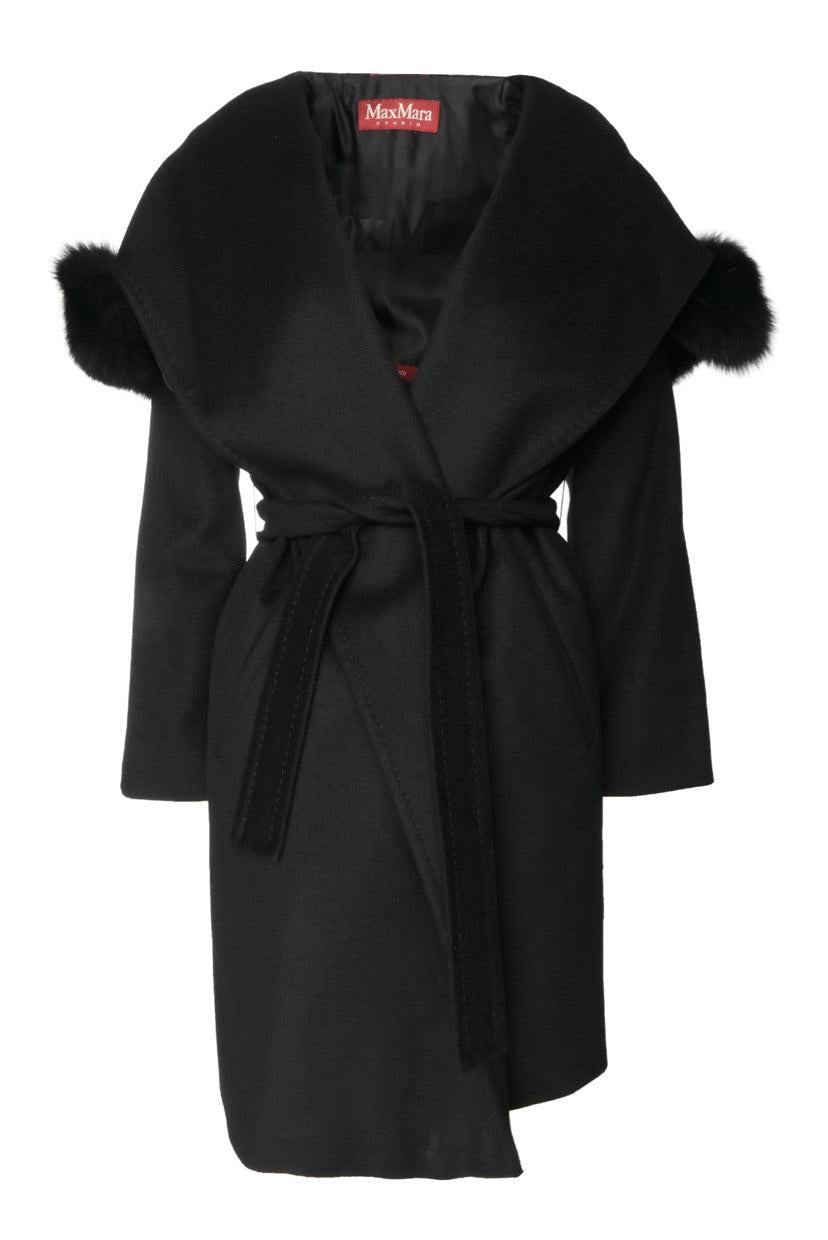 Max Mara Studio Size 36 Virgin Wool Fur Trim Coat