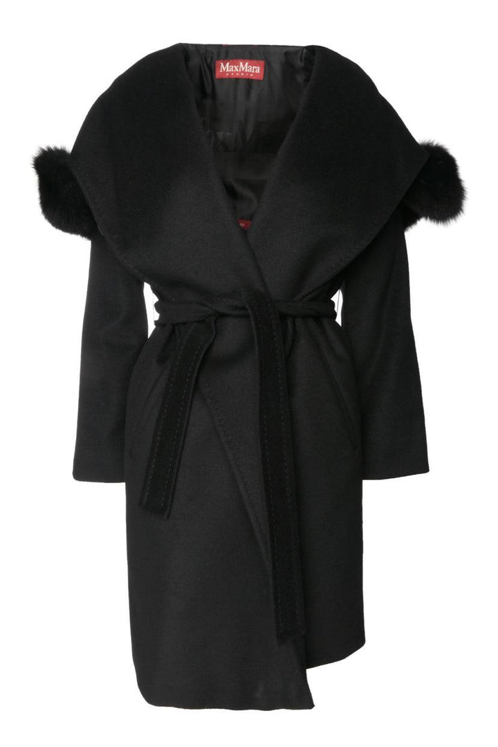 Max Mara Studio Size 36 Virgin Wool Fur Trim Coat