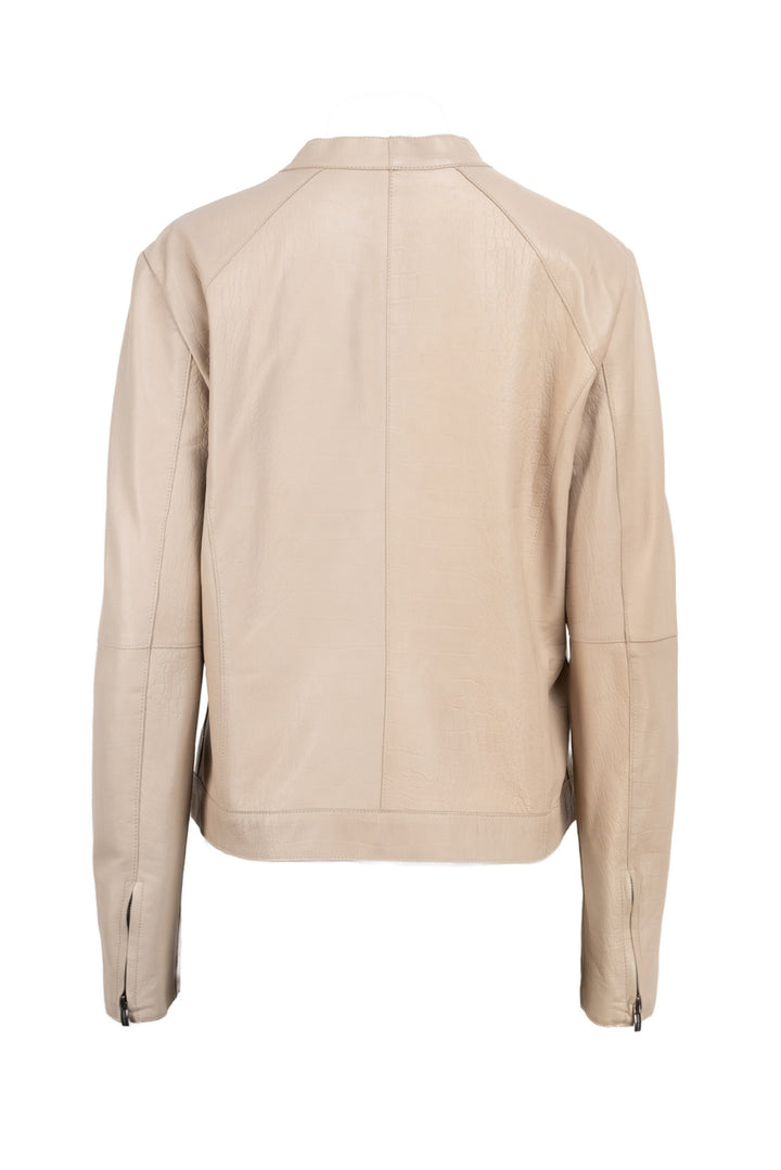 Armani Collezioni Size 14 Croc Embossed Lamb Leather Jacket