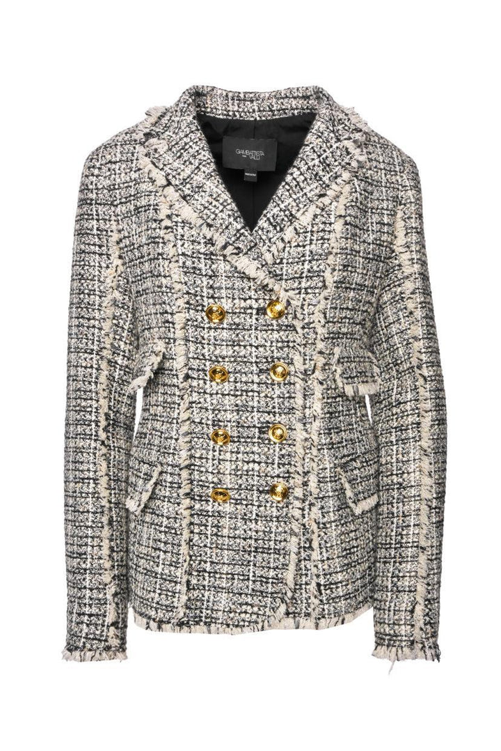 Giambattista Valli Size 42 Double Breasted Tweed Blazer