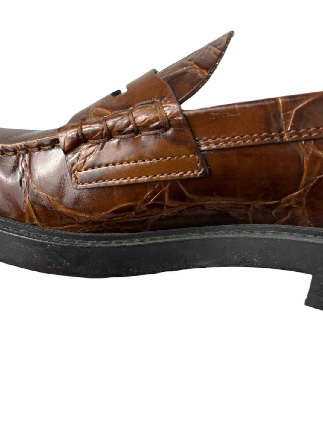 Tod's Size 37  Croc Embossed Leather Loafers