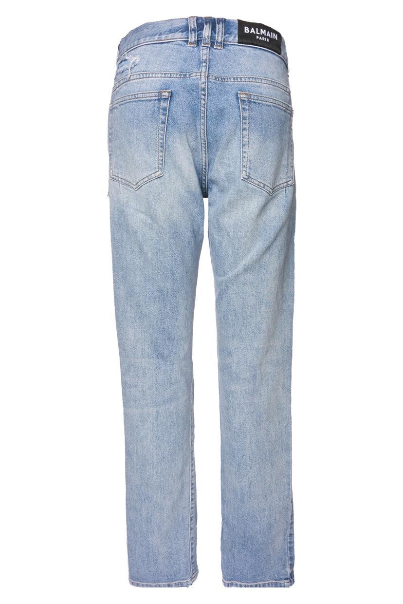 Balmain Size 33 Men's Slim Fit Ripped Jeans