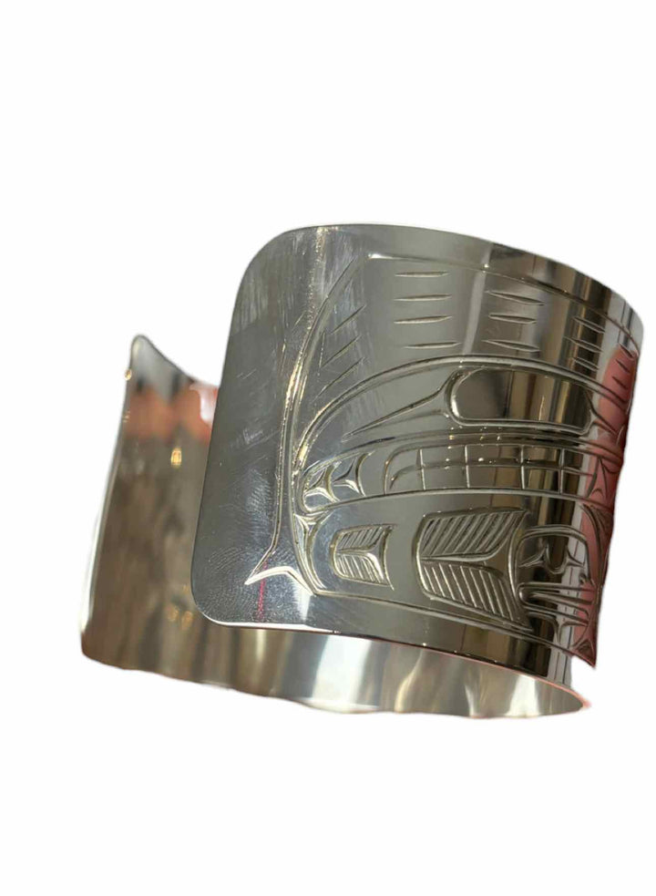 Silver Carved Indigenous Bracelet