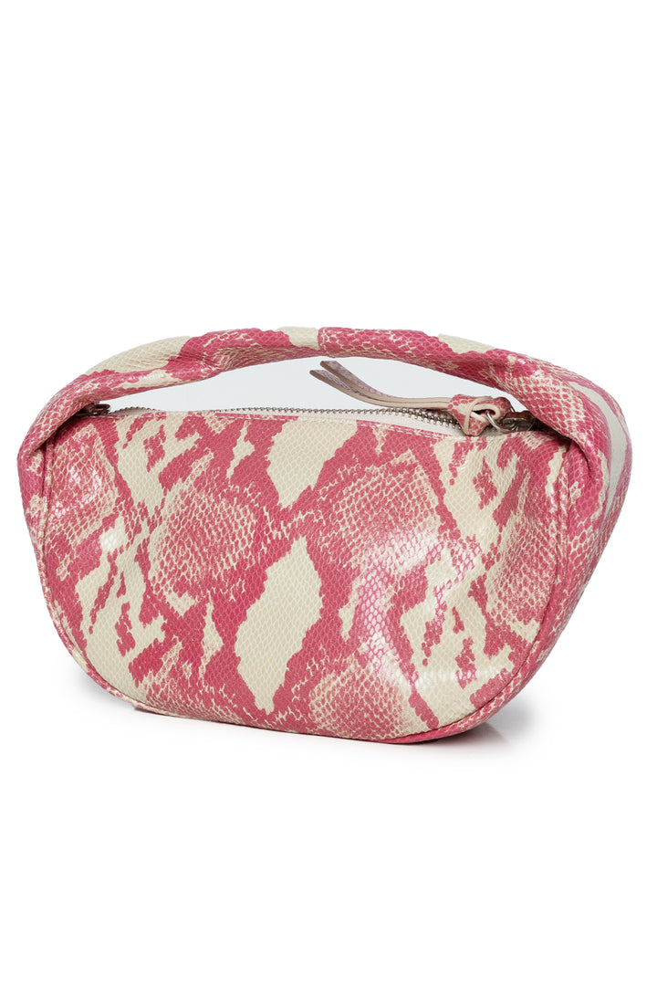 BY FAR Baby Cush Cyclamen Snake Print Leather Purse