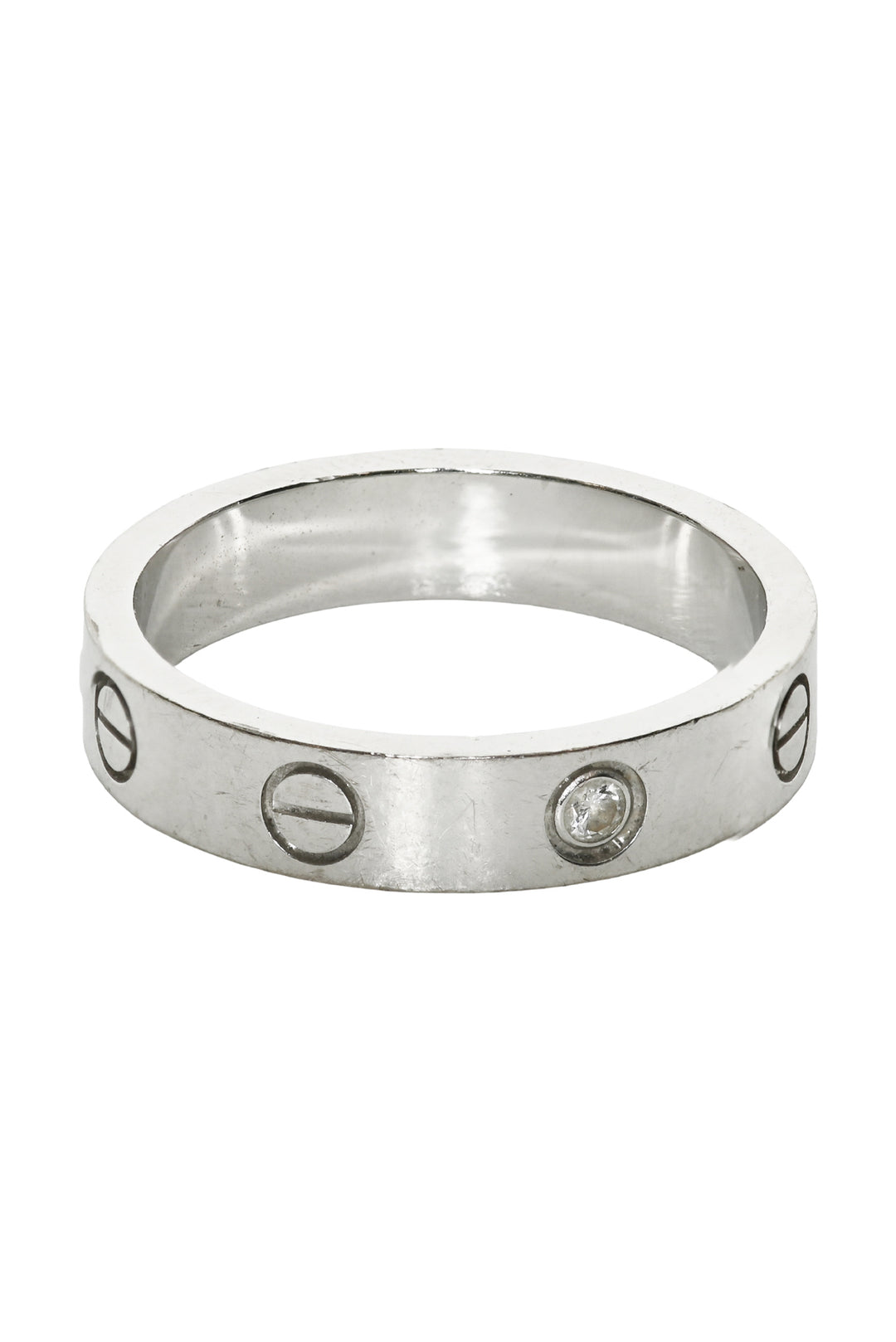 Cartier Size 6 18k White Gold 1 Diamond Small Love Ring