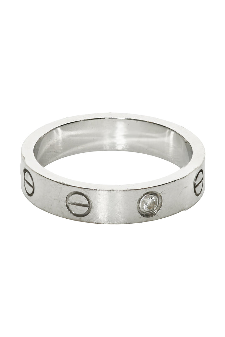 Cartier Size 6 18k White Gold 1 Diamond Small Love Ring