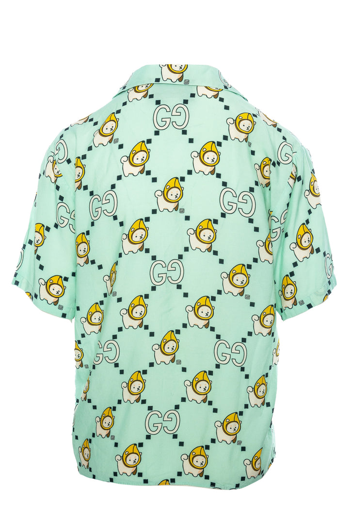 Gucci x Pikarar Size 46 Men's GG Print Shirt Short Sleeve