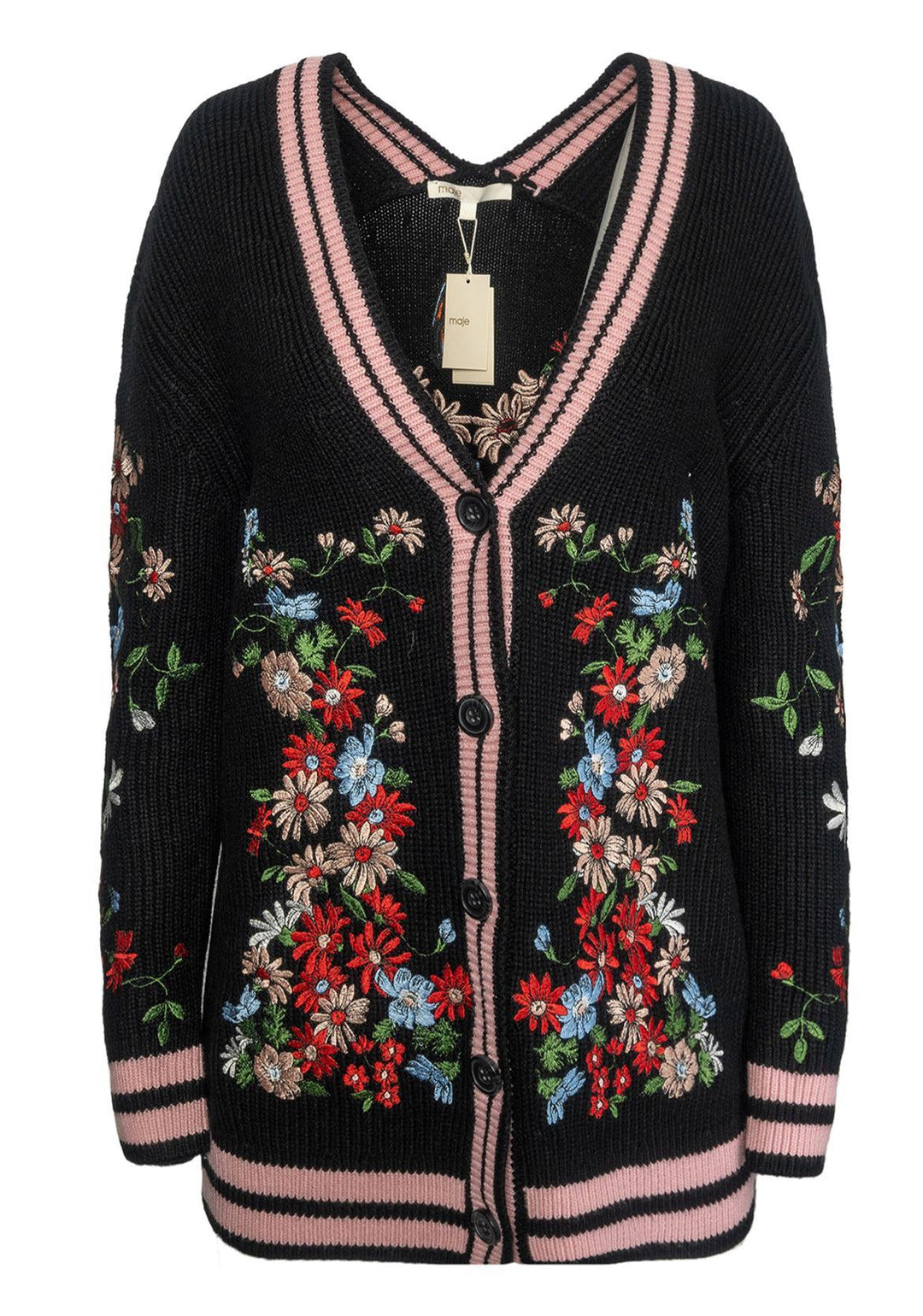 maje Size 1 Floral Embroidered Cardigan