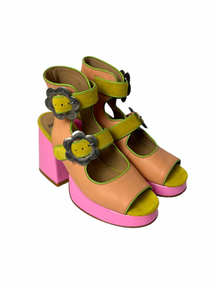 John Fluevog Size 8 Picnic Charleson Multi Floral Buckle Sandals
