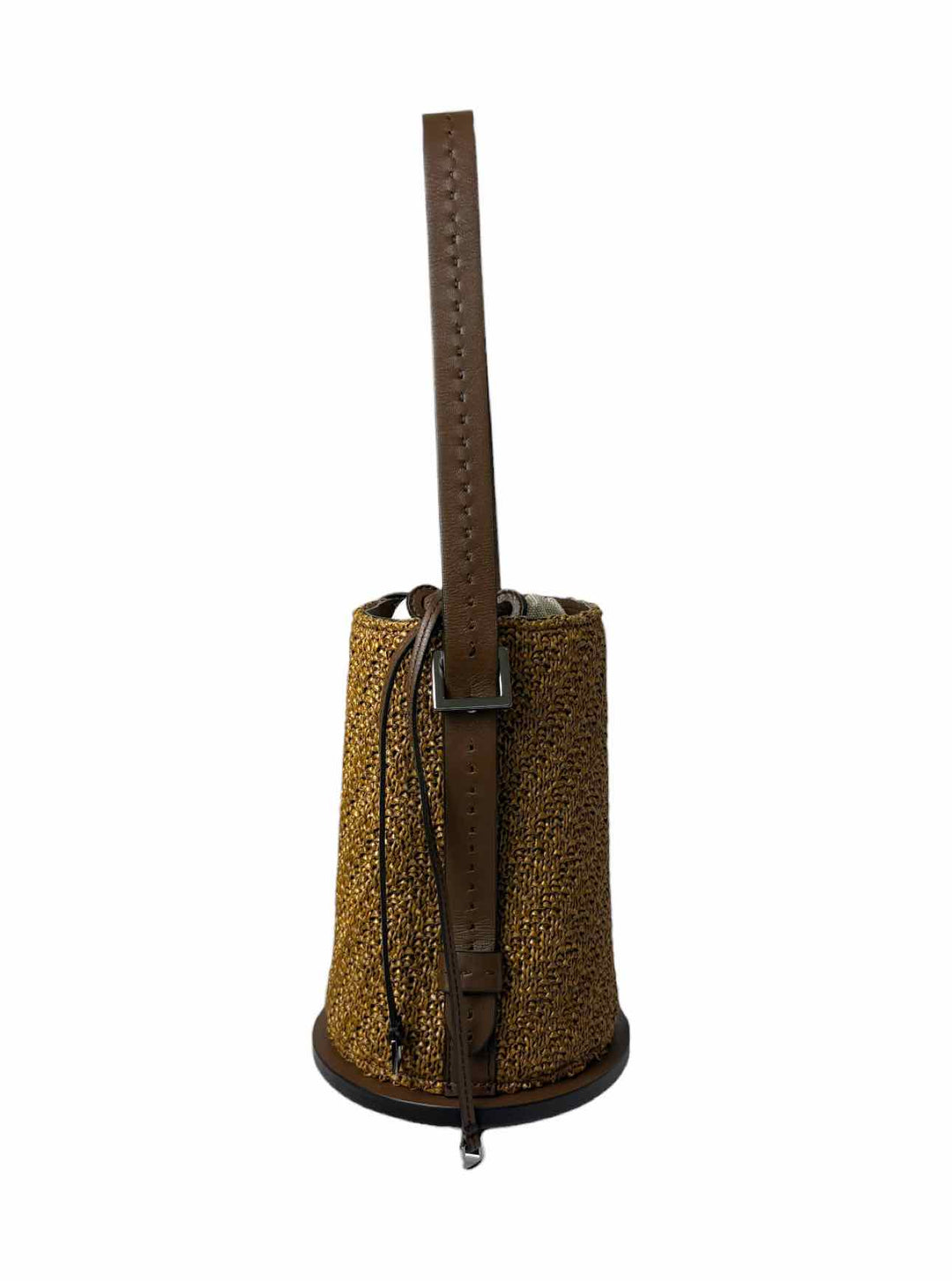 Maxmara Woven Bucket Bag Leather Trim Purse