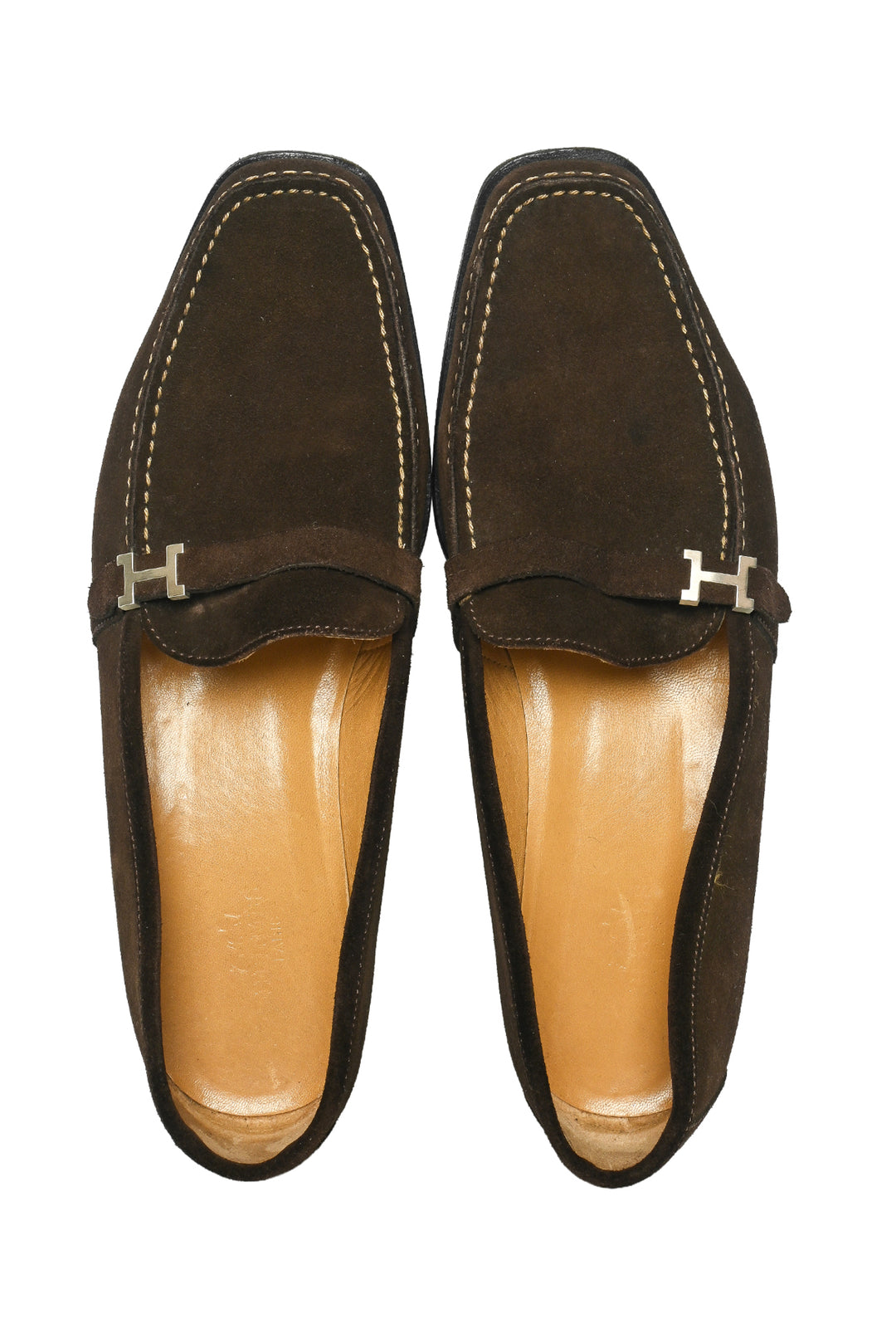 Hermes Size 39.5 Suede H Giovanni Loafers