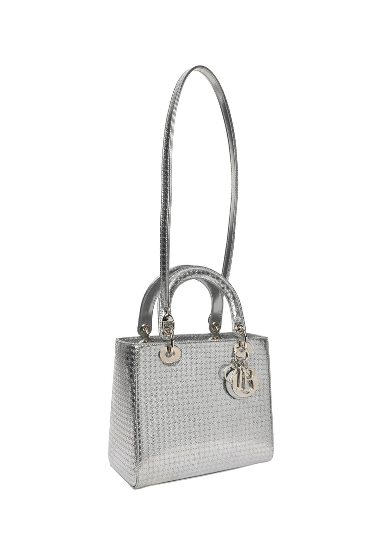Dior 2015 Metallic Patent Micro-Cannage Medium Lady Dior Bag