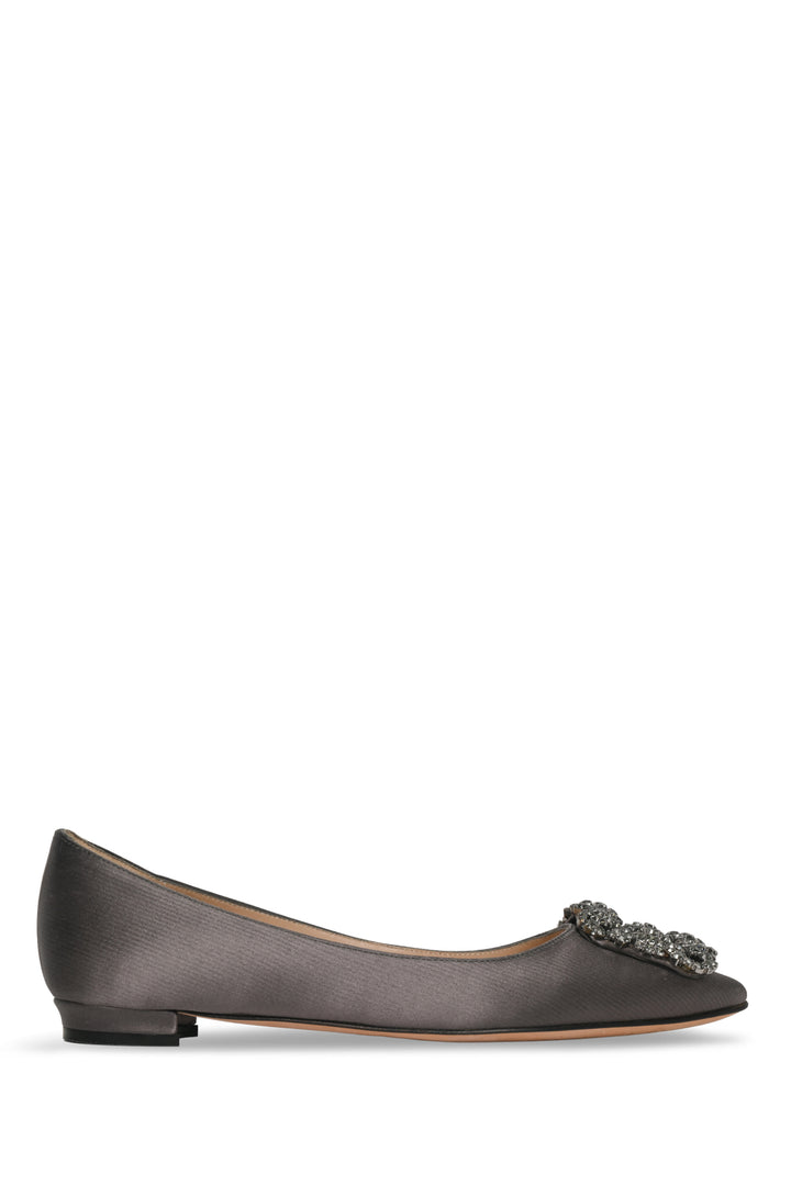 Manolo Blahnik Size 34.5 Hangisi Crystal Buckle Flats