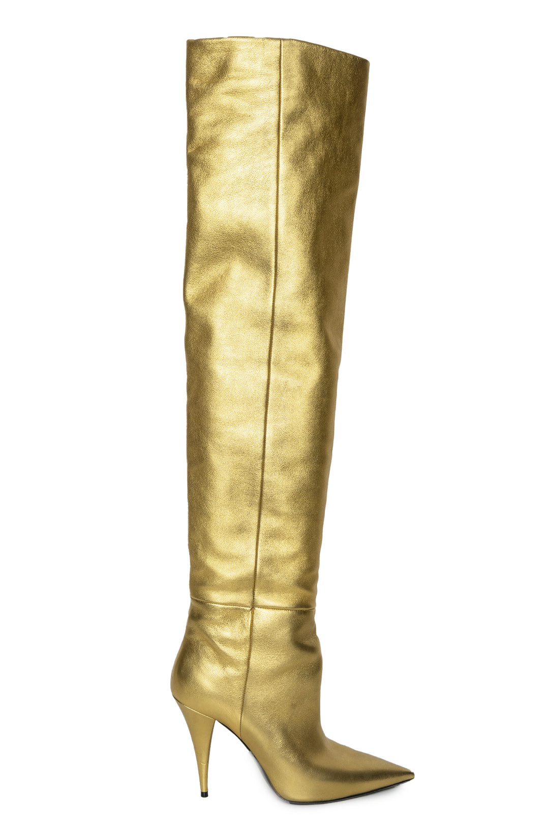 Saint Laurent Size 39 Metallic Leather Over-The-Knee Boots