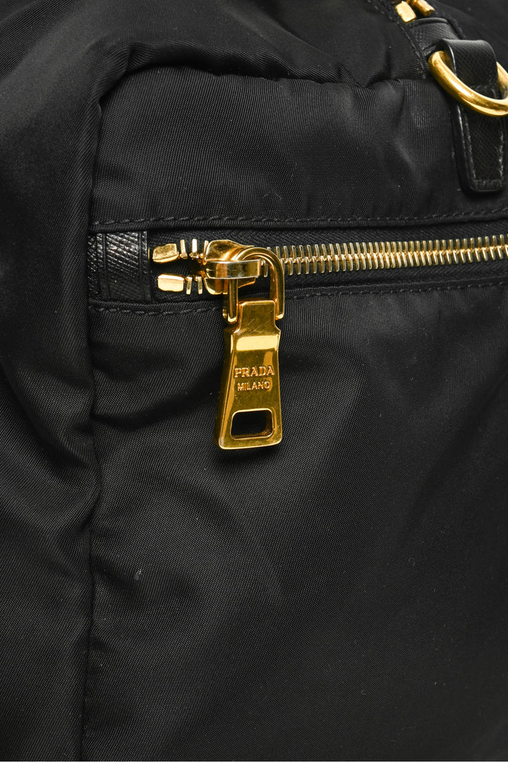 Prada Triangle Logo Nylon Boston Bag