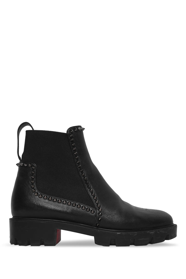 Christian Louboutin Size 39 Out Lina Spike Leather Ankle Boots