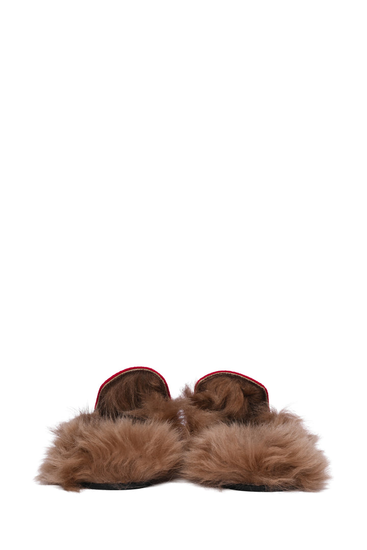 Gucci Size 37.5 Felt Fur 100th Anniversay Princetown Mule