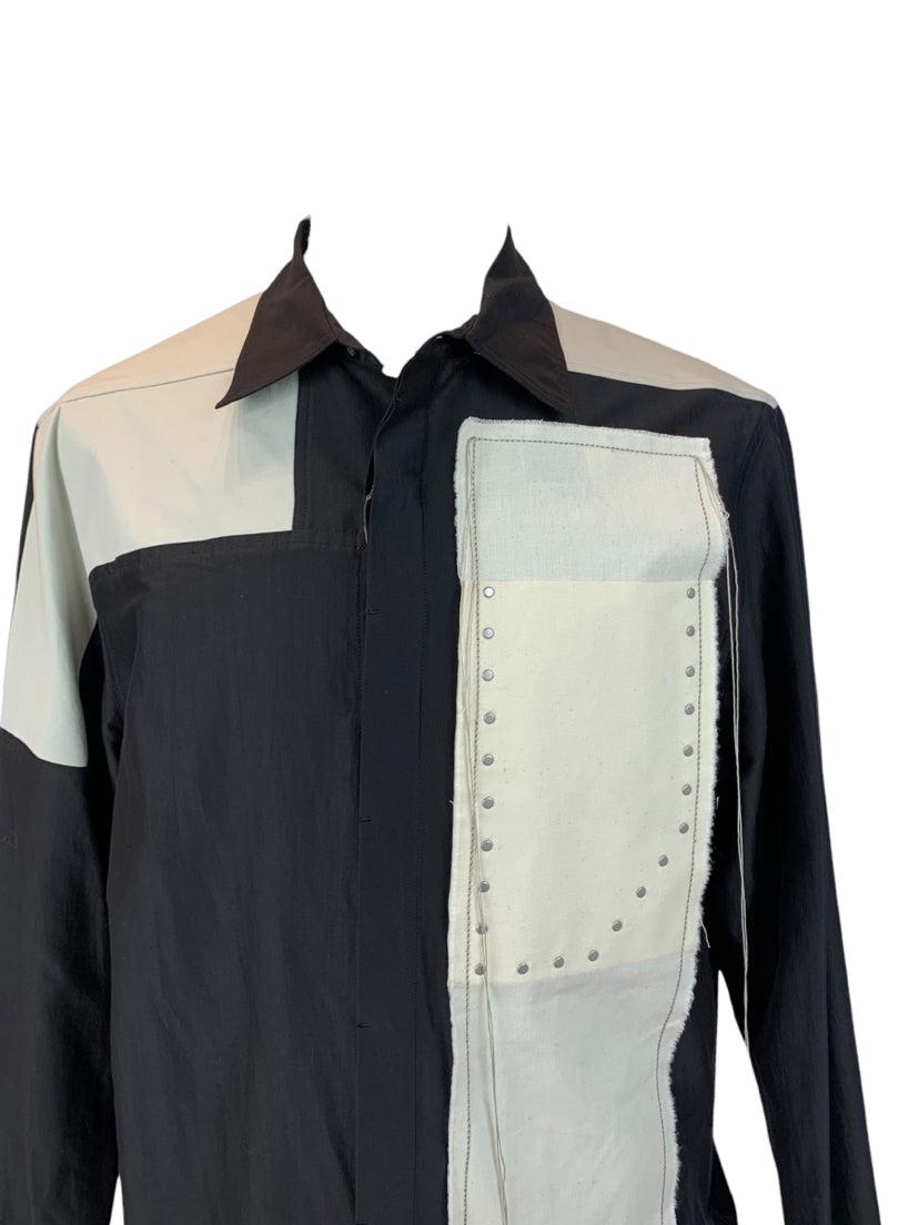 Rick Owens Size 42 SS19 Babel Panel Silk Shirt