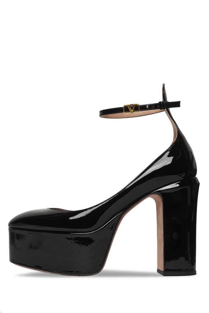 Valentino Size 39 Tan-Go Patent Leather Platform Pumps