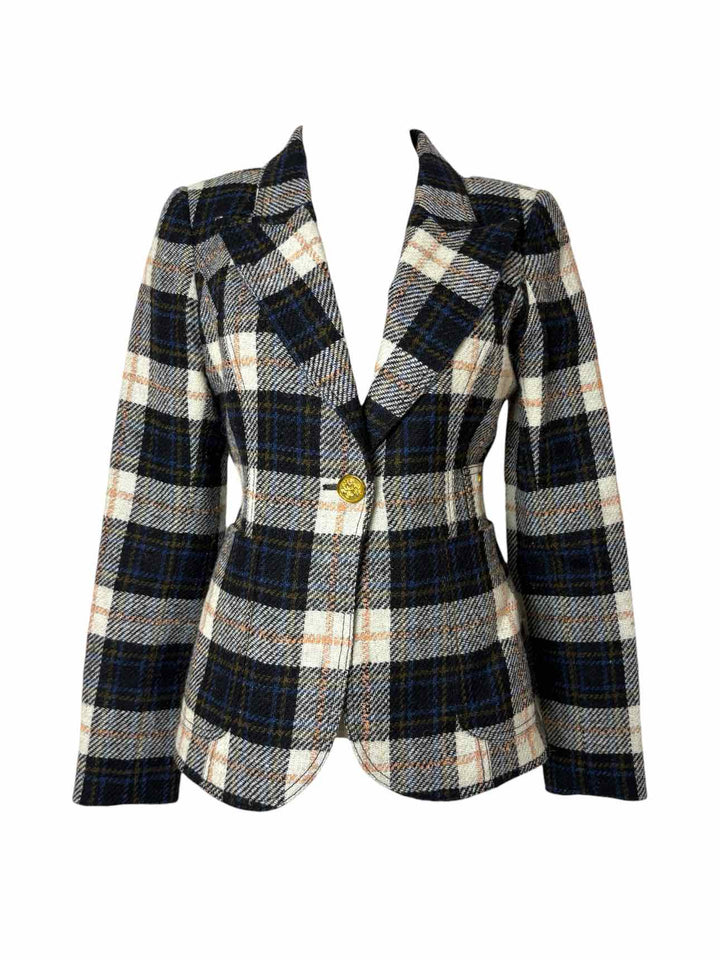 Smythe Size 10 Plaid Wool Tweed Blazer