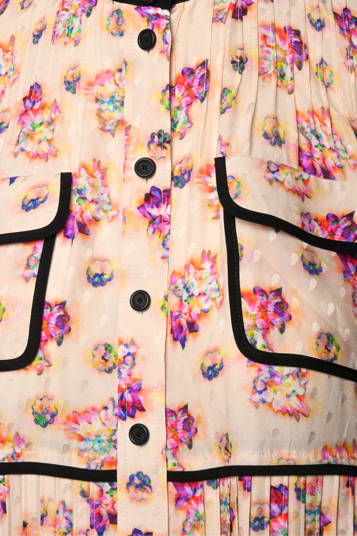 Louis Vuitton Size 6 Floral Pleated Silk Mini Dress