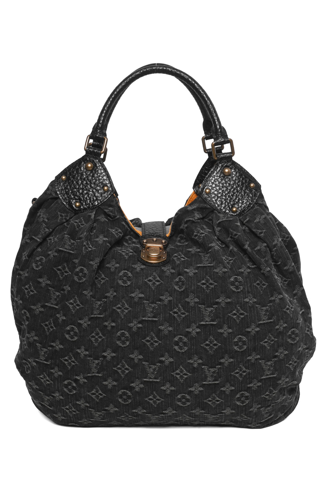 Louis Vuitton Denim Noir Monogram Mahina XL Hobo Shoulder Bag