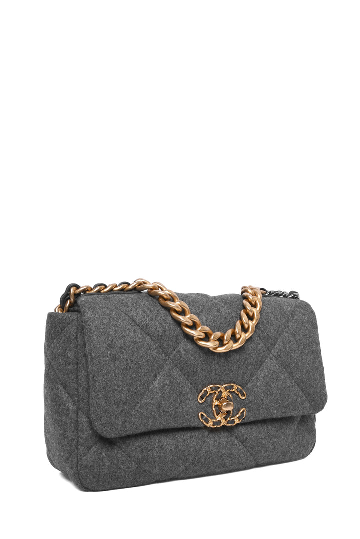 Chanel Wool Quilted Medium Chanel 19 Flap Bag