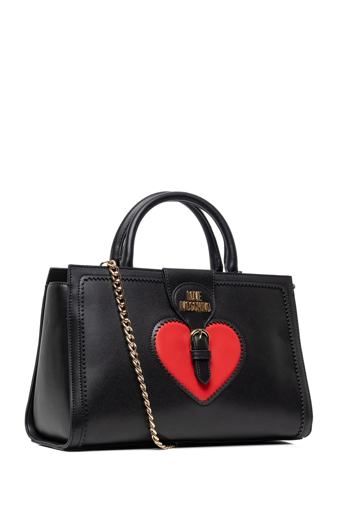 Love Moschino Leather Top Handle Heart Tote