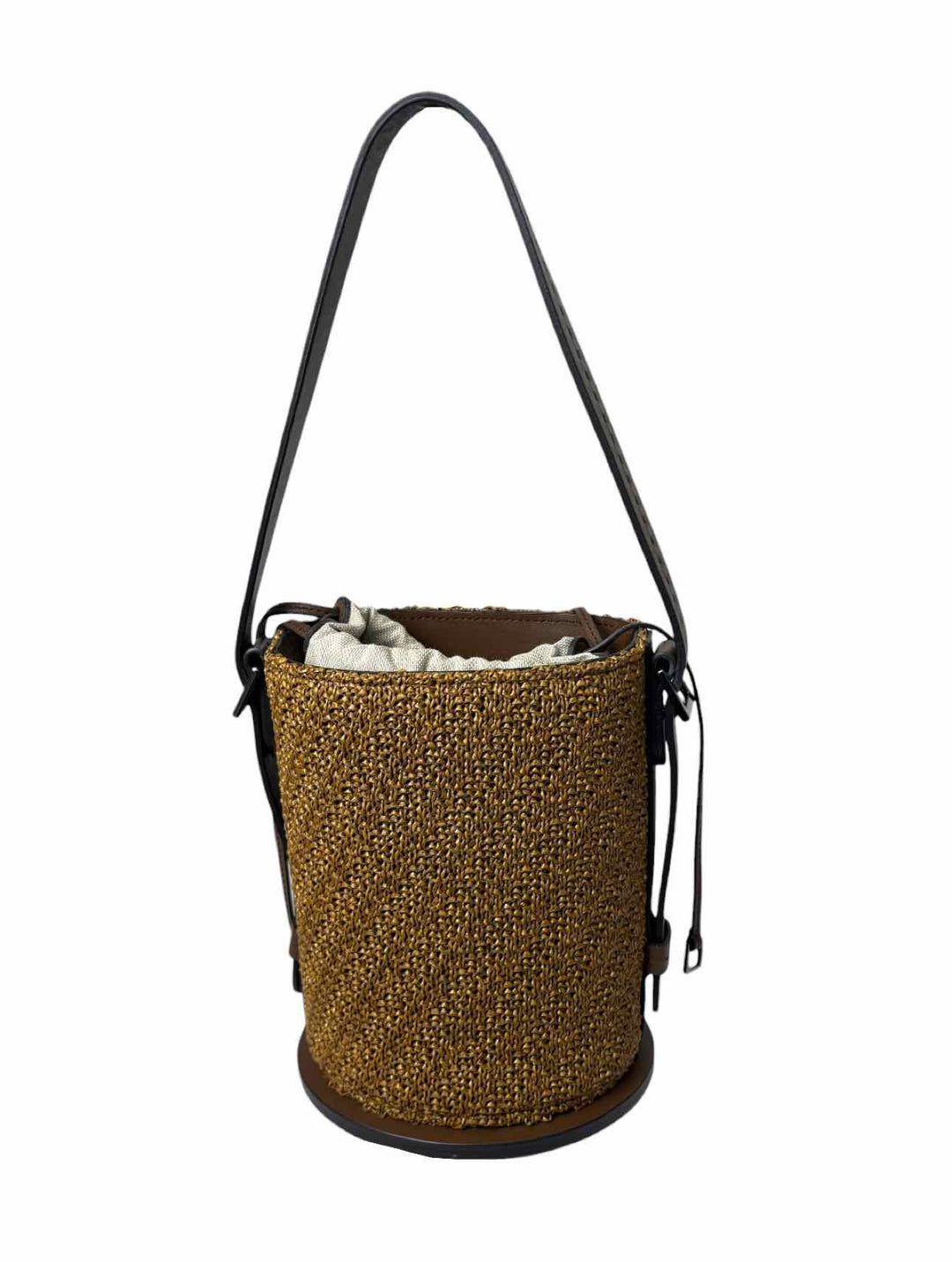 Maxmara Woven Bucket Bag Leather Trim Purse